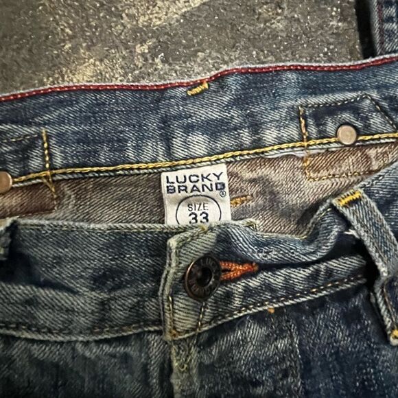 RARE SELVEDGE LUCKY BRAND VINTAGE CUFFED RED EDGE JEAN BACK CINCH USA MADE 33x32 - Picture 9 of 14